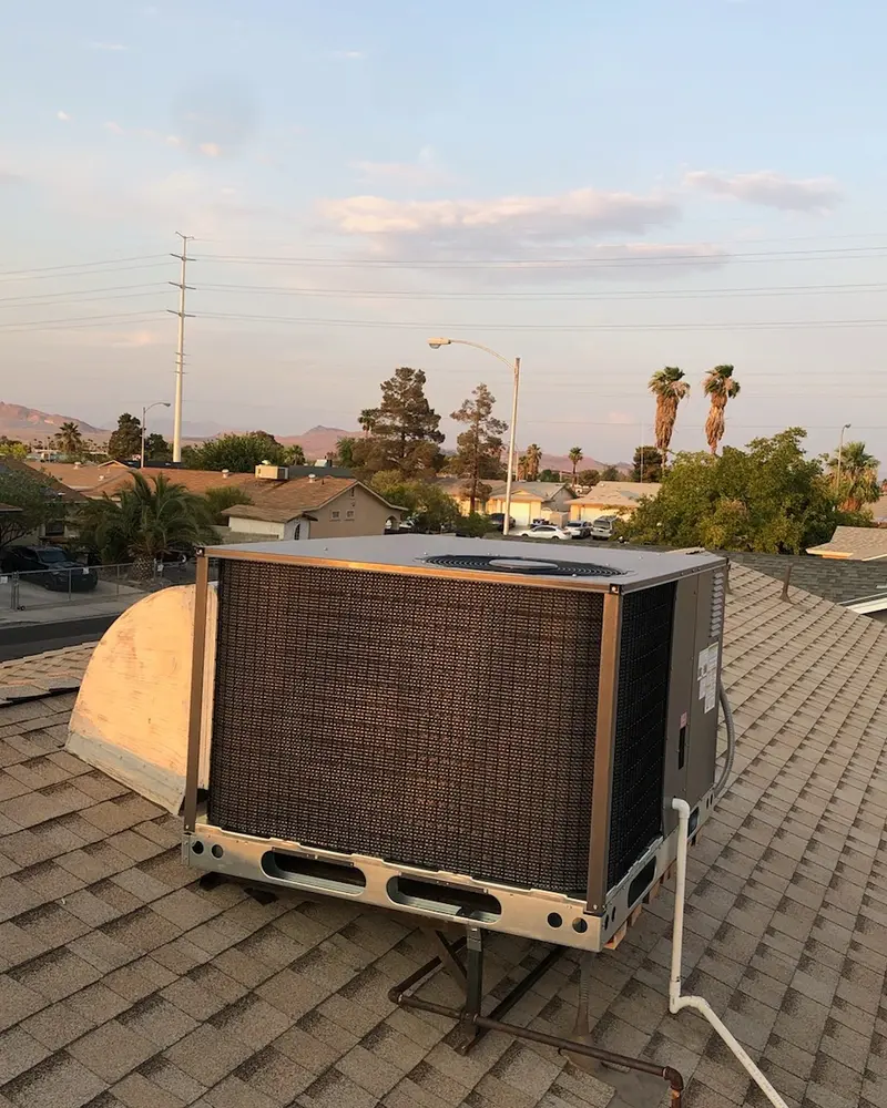 Rooftop HVAC package unit installed on Las Vegas home