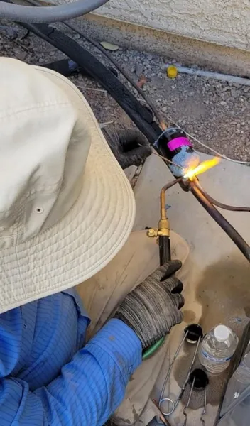 Professional copper brazing during Las Vegas AC repair